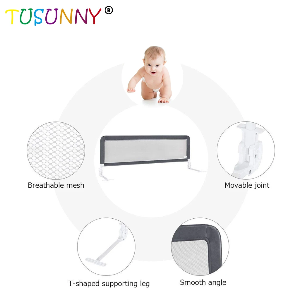 Child Safety Fence Safe And Non-Toxic Bed Rail Bumper Fence Crib Side Barrier Guard For Kids Baby Safety