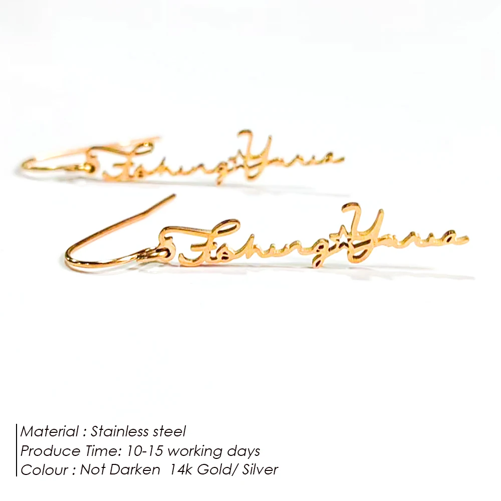 eManco Customized Name Pendant Earrings for Women Gold Color Personalized Letter 316 Stainless Steel Earrings Dropshipping