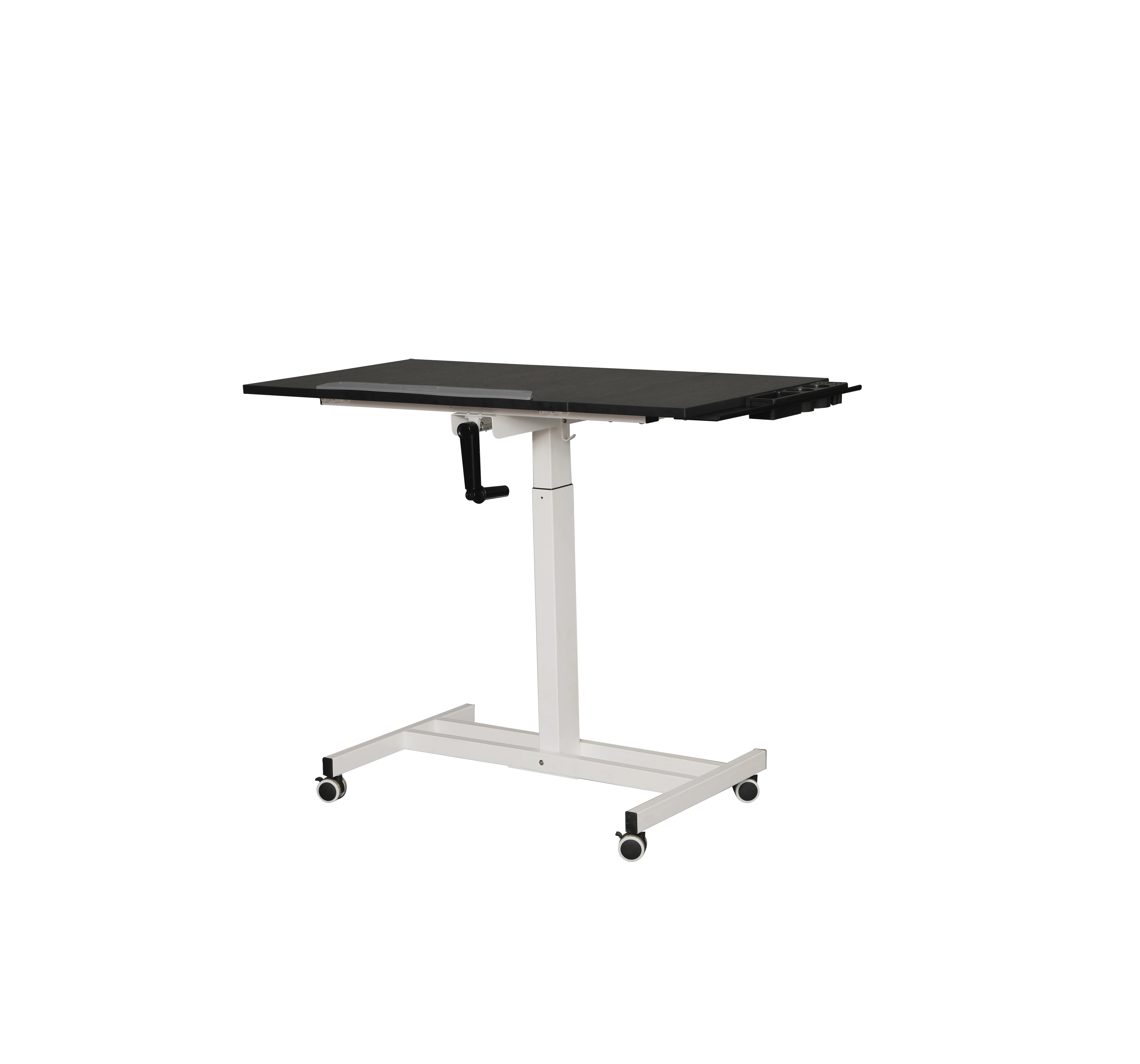 hand crank adjustable height sit and standing drawing table desk carbon frame