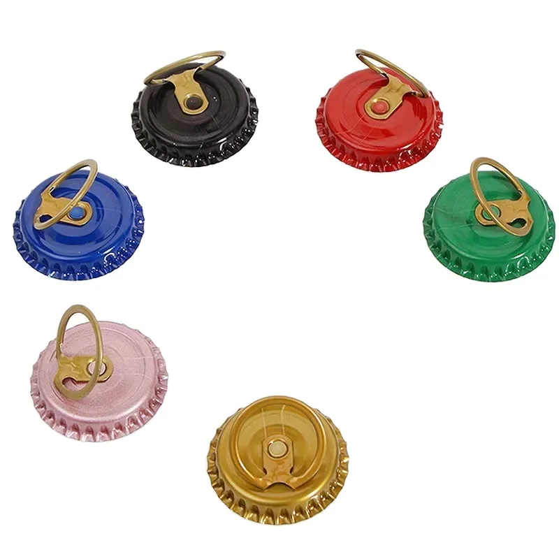 Factory 26mm Metal Silicone Seal Beer Wine Flask Bottle Top Lid Easy Pull Ring Cover Twisted Screw Custom Crown Caps