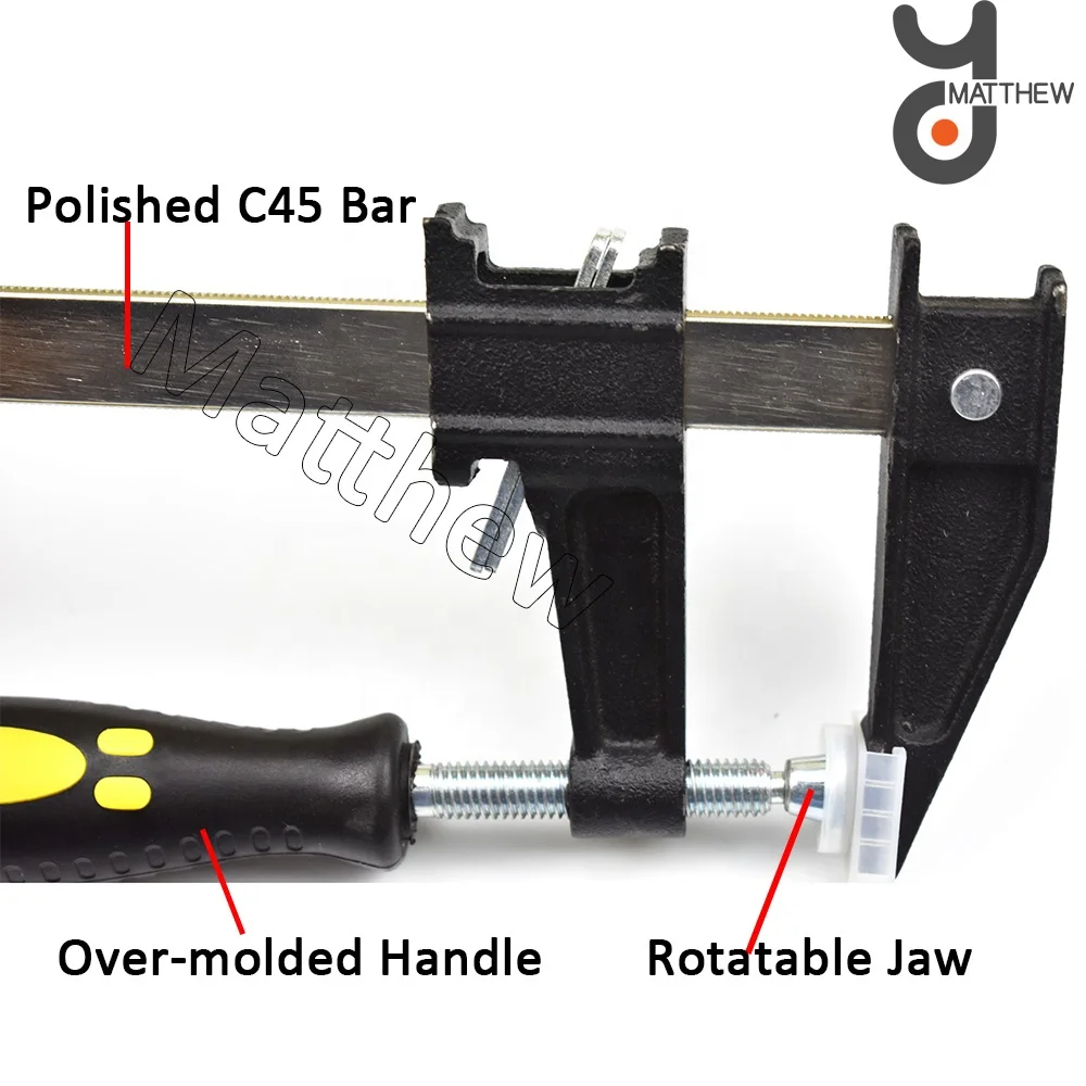 Быстросъемные стальные зажимы F с глубиной горла 60 мм и микрорегулируемой ручкой