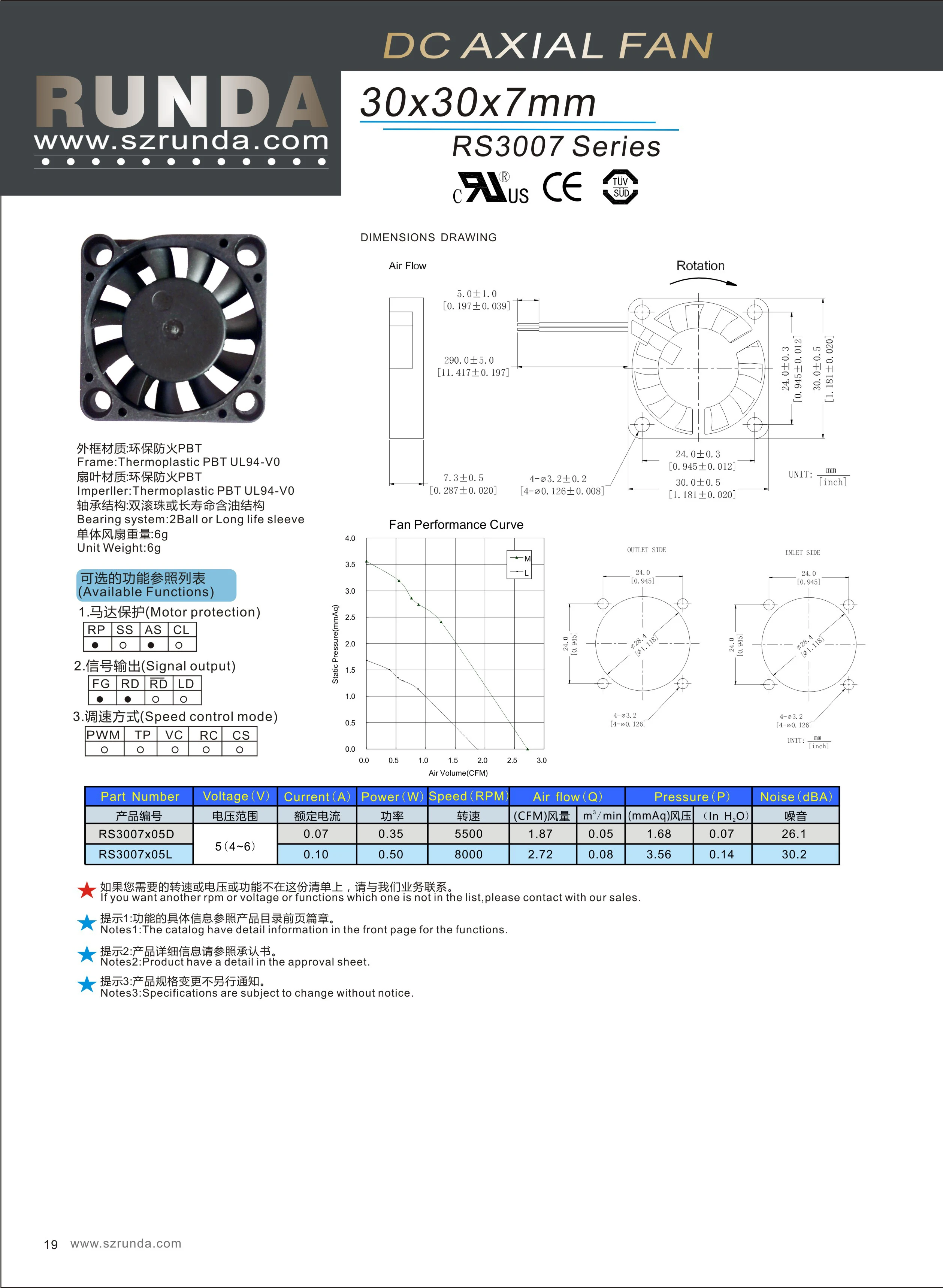 Micro cooling fan 30mm 3007 DC 5V 12V CPU heat cooler cooling axial fan