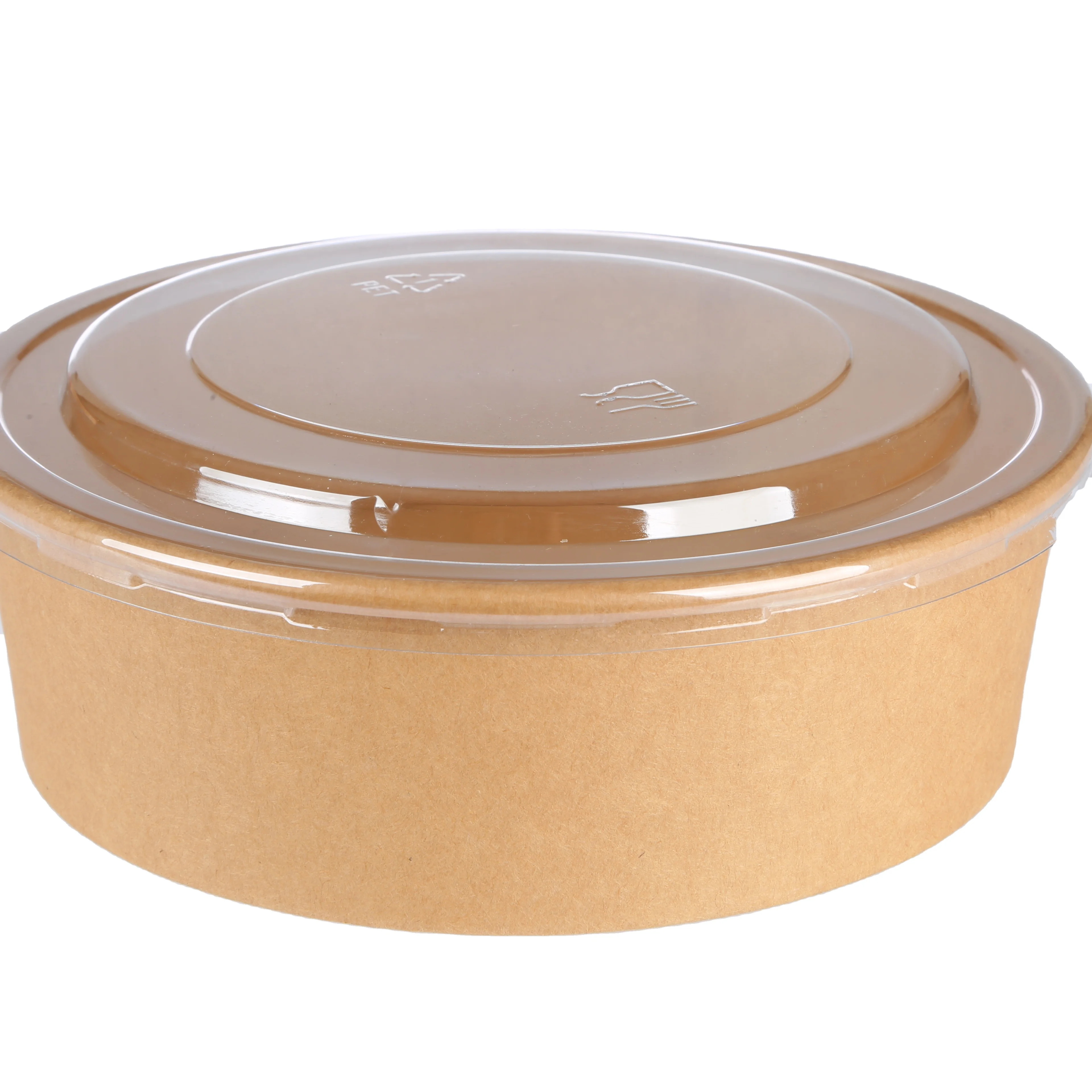 Disposable JEAFER  Take away 1090ml  Kraft Paper Salad Bowl with PET Lid Kraft Paper Bowl