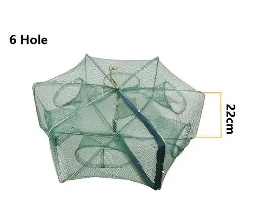6-8 holes Folded Polygonal shrimp Lobster Net fish trap cage floating fish farming cages for sale