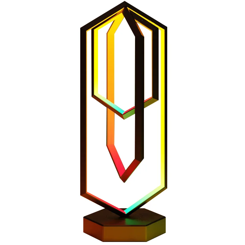 Modern Simple 360 Degree Rotating LED Lamp Geometric Artistic Table Lamp RGB Bedroom Bedside Study Colorful Table Decor Light