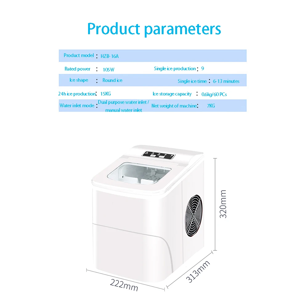 Ice maker commercial Mini full automatic 15kg household small dormitory student