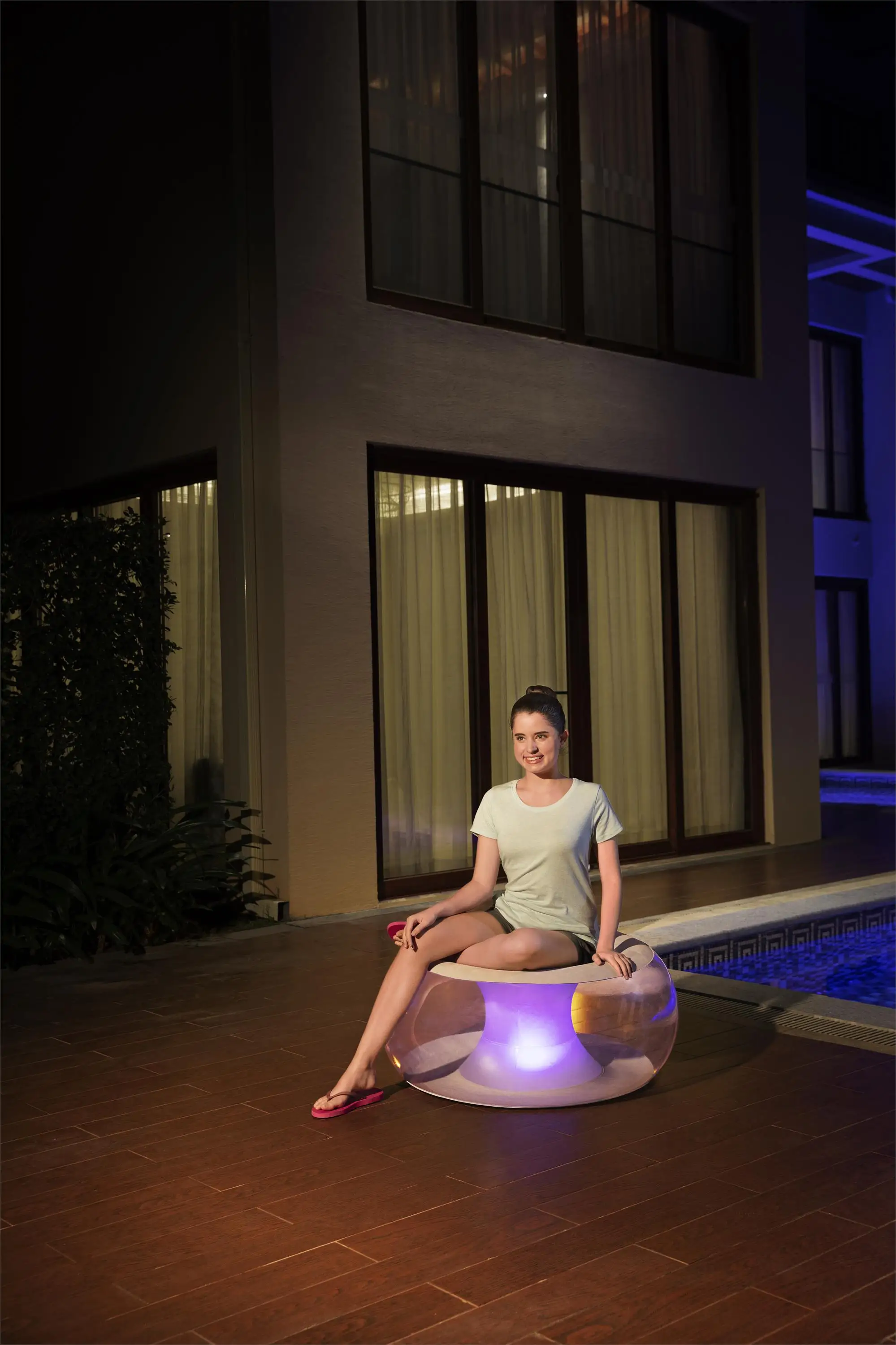 Bestway 75085 LED pool sphere transparent single sofa air lounge sofa 82cm x 82cm x 41cm