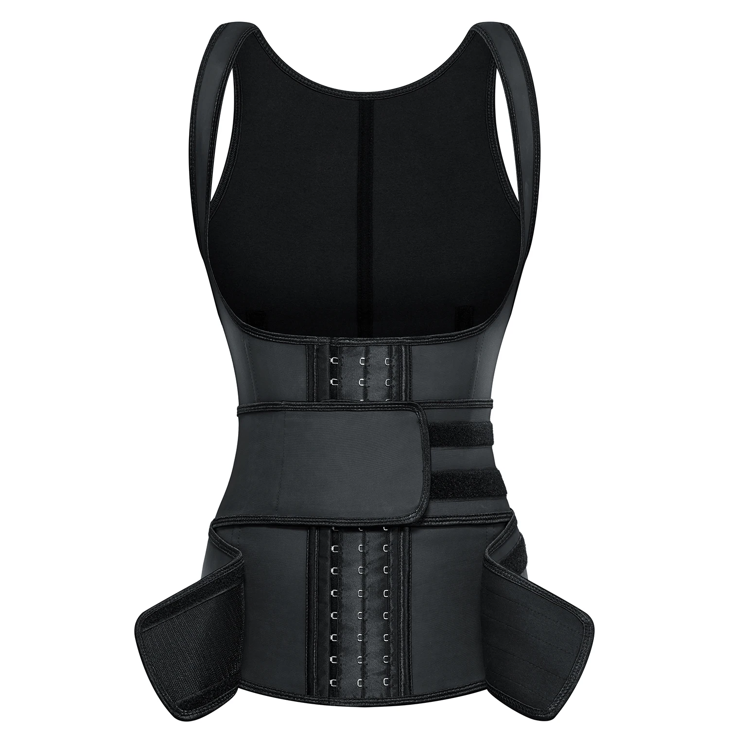 LangQin body shaper vest 2 double belt with hooks design latex Back support waist trainer vest with zipper
