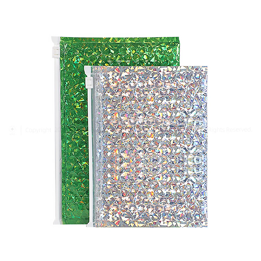 Blue Lake Three layers Soft Ziplock Bubble Bags For Cosmetics Products Protection Bubble Bags