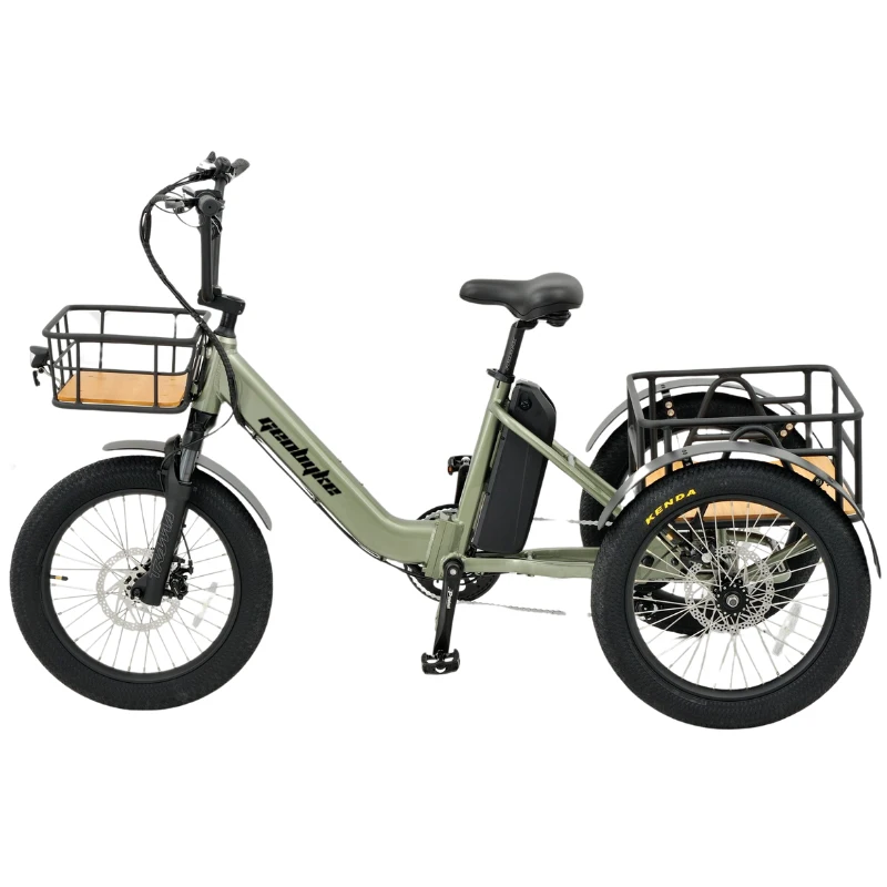 Hot Sale 48V 250W 500W Rear Hub Motor 3 Wheels E Trike Foldable Cargo Electric Bike With Colorful LCD Display