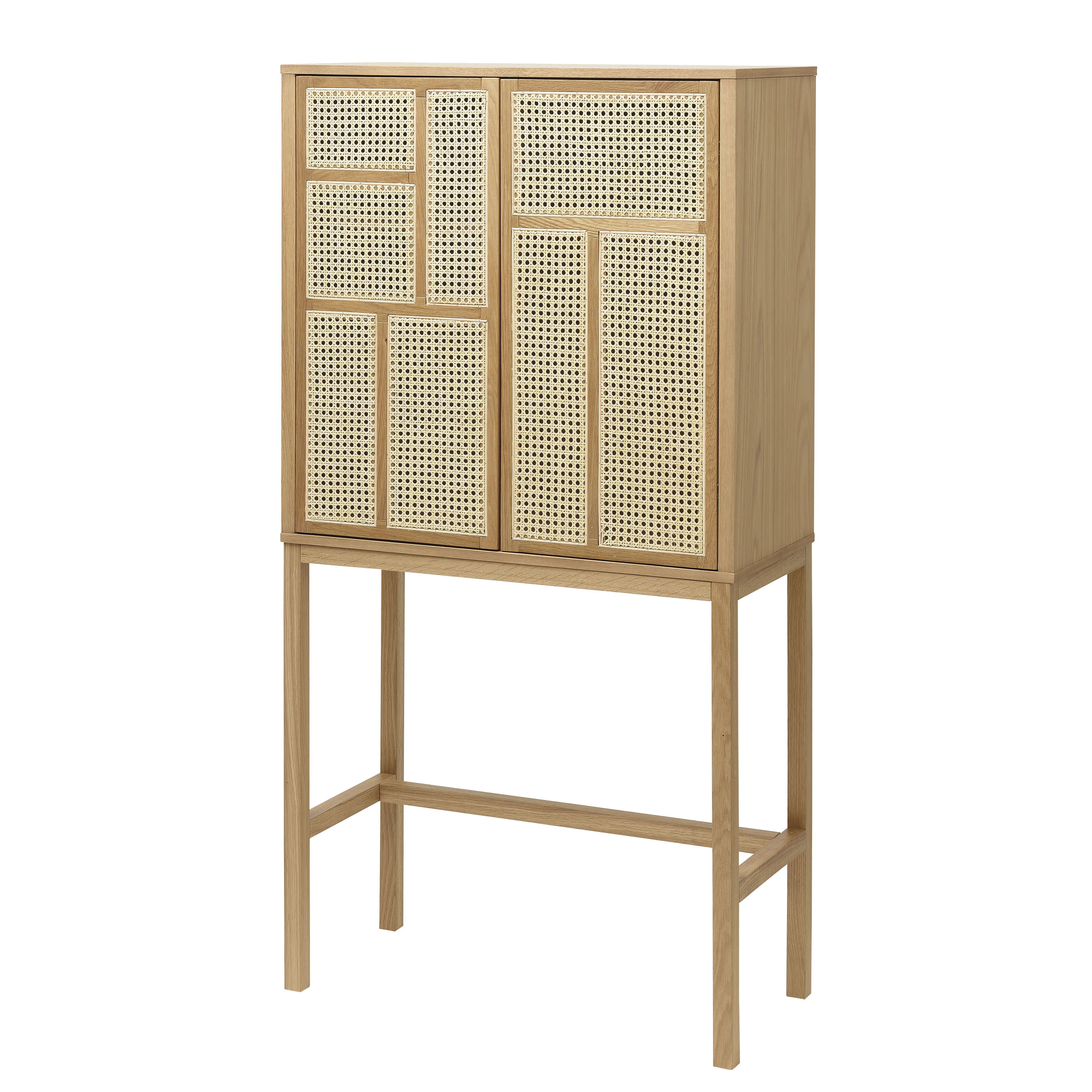 Factory Wholesale Nordic 2 Rattan Cane Door Solid Wood Living Room Italian Modern Storage Cabinet