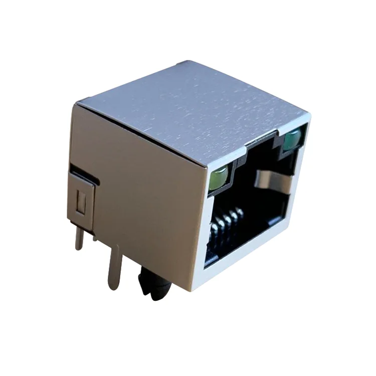 Со светодиодом 8P8C модульный гнездовой разъем PCB Ethernet RJ45