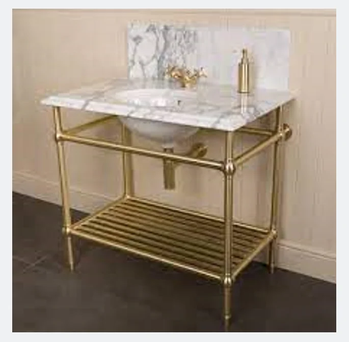 Popular In wall installation brass black water taps bathroom faucet widespread basin faucet satin brass washstand gold matte leg
