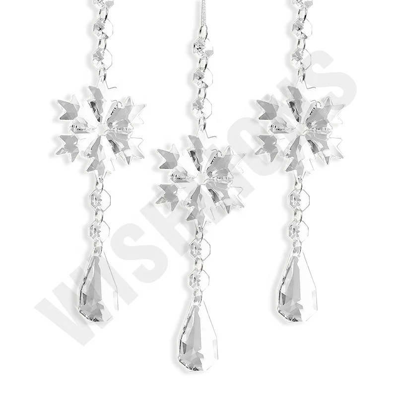 Popular Crystal Snowflake crystal decor and suncatcher Christmas tree hanging pendant suncatcher crystal prism gifts supplies