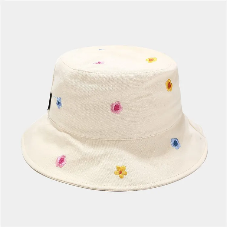 Four Seasons 100% Cotton Flower Embroidery Bucket Hat Fisherman Hat Outdoor Wholesale Bucket Hats for Men And Women