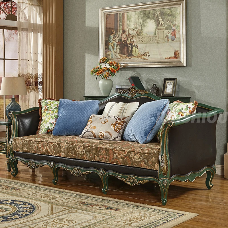 OE-FASHION Custom American Design Antique Furniture Sectional Living Room Sofas Sets Home Hotel Villa Apartment Made Wood Fabric