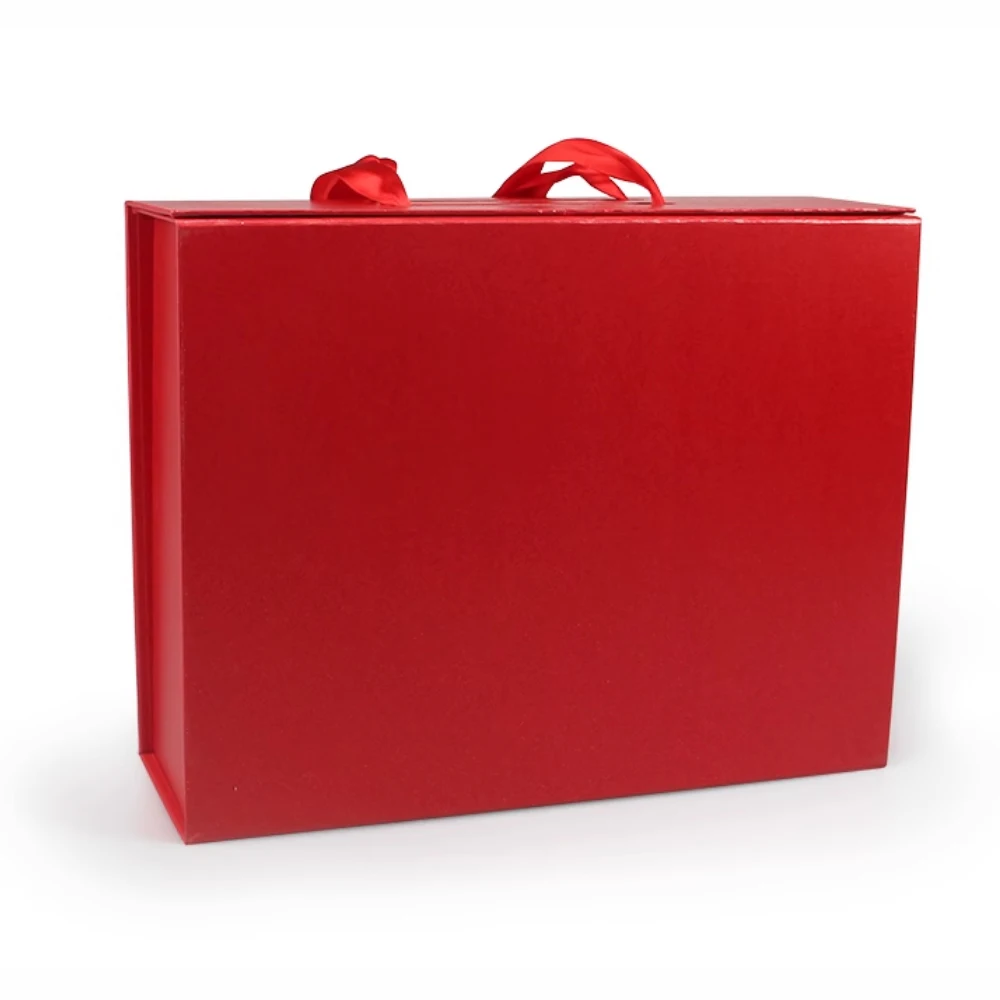 Custom Printing Packaging Magnet Closure Lid Cardboard Foldable Gift Box with Logo Clothing Paper Recyclable Luxury Rigid Red