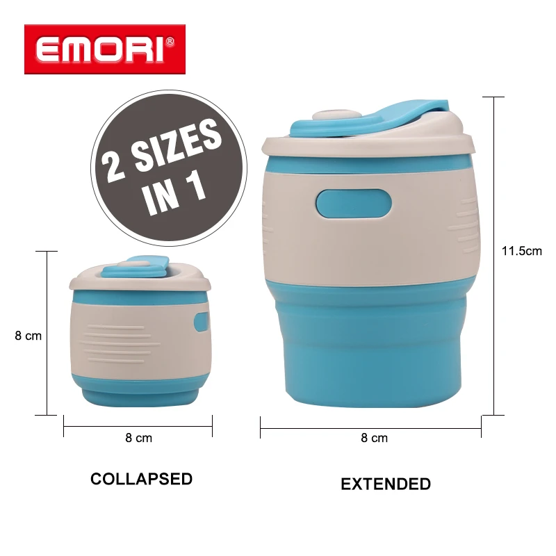 MOQ 500 pcs Multi Colors Leak Proof Silicone Collapsible Foldable Coffee Cup Mugs