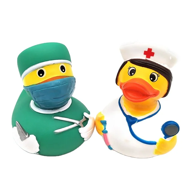  Promotional eco friendly vinyl Plastic PVC Nurse Doctor Ducky Baby Bath Duck Bathtub Toys Set for