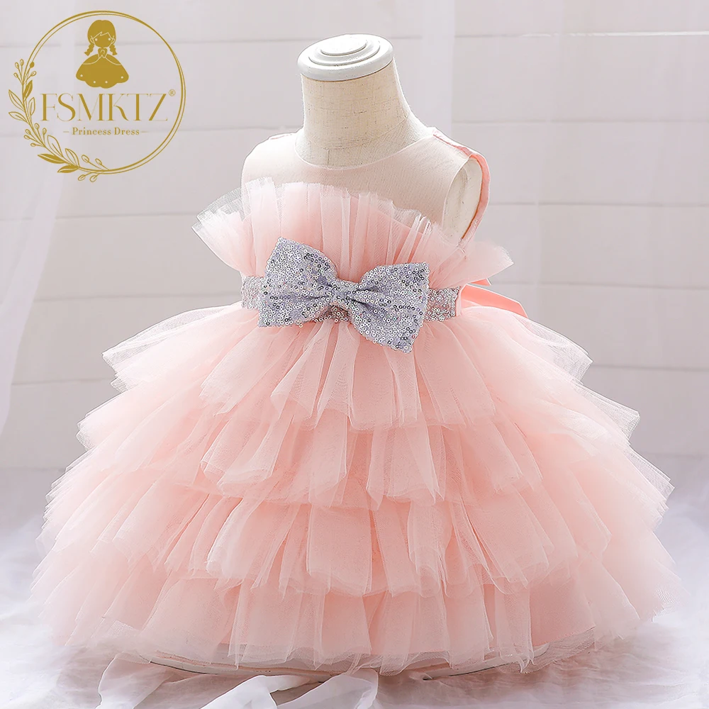 FSMKTZ Kids Tutu Dress Lovely Baby Flower Dress 2-5 Years Old Children Birthday Dresses Formal Kids Frocks