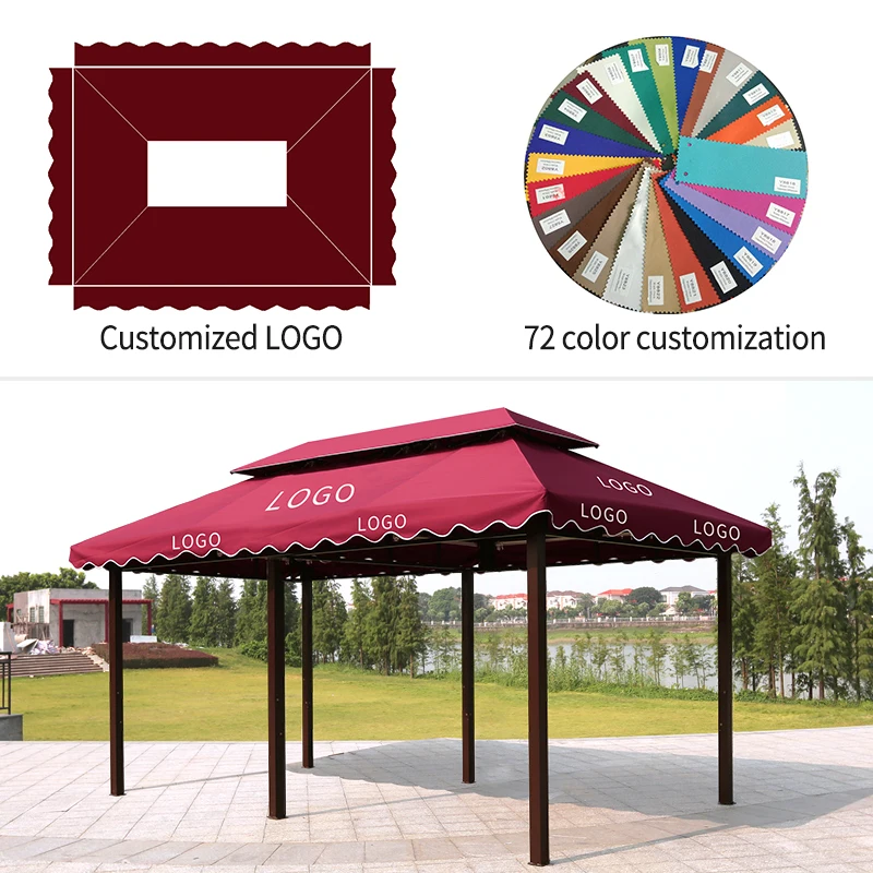 Hot selling Galvanized Steel waterproof fabric simple quadrangle terrace pavilions tent for garden pool wedding venue