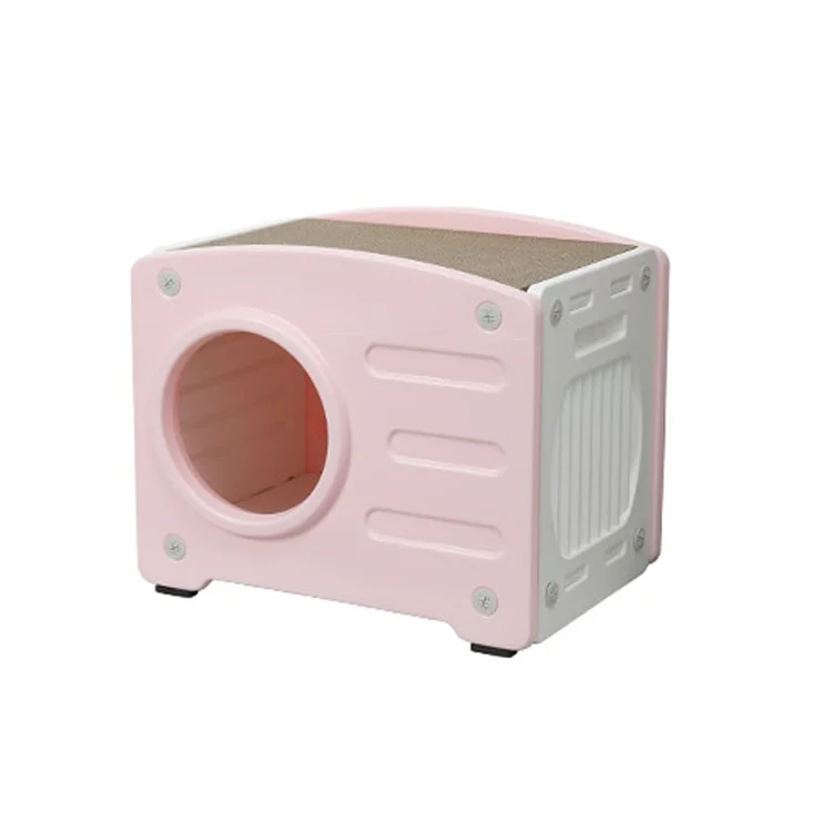 New Pet Cat Nest Thickened Food Grade Plastic Small Pet Luxury Cat House With Removable Scratch Board Indoor Cat House