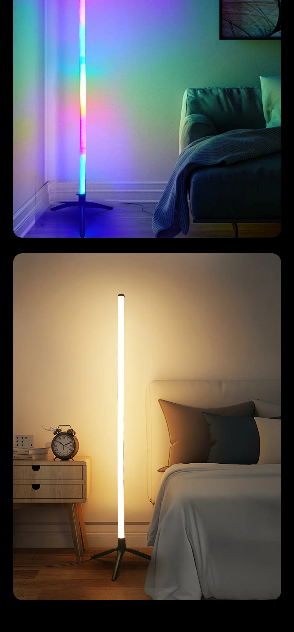 Indoor Home Decor Smart Corner Floor Standing Standard Lamp Lighting Modern Standing Floor Light Floor Music RGB LED Tube