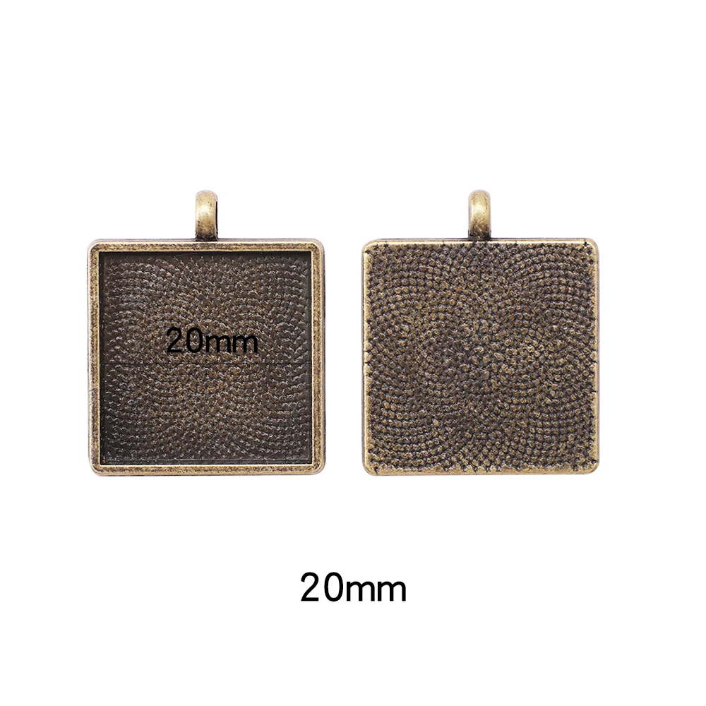 Zhubi 20MM 25MM Cubic Cabochon Tray Bezel Square Blank Pendants Gold Silver Zinc Alloy Pendant Base DIY Jewelry Making Bracelets