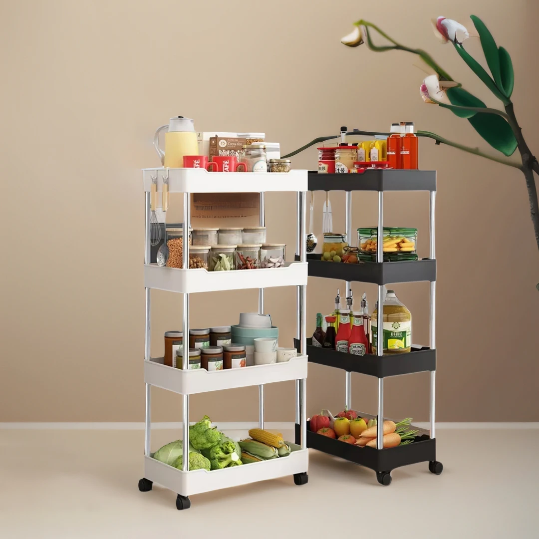 High Quality Kitchen Bedroom Shelf Storage Rack Serving Trolley Cart Kitchen Furniture For Living Room With Wheel