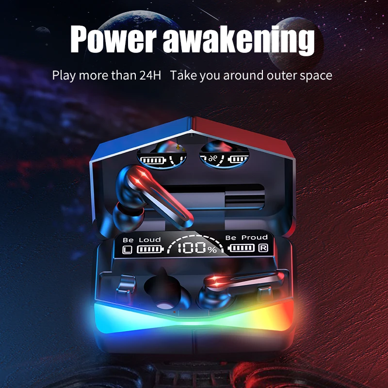 2022 New Products M28 Gaming Headsets TWS Bt Earphone with Mic Low Latency 9D Stereo Wireless Headphone LED Display Sports TWS