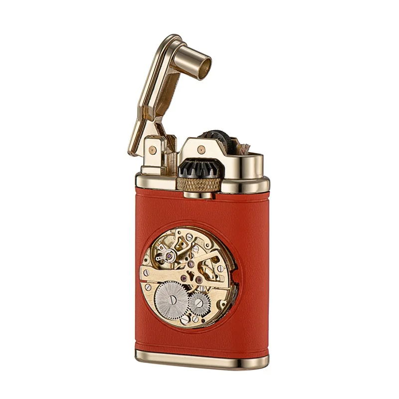 CF227 leather classic metal  kerosene lighter Retro cigarette oil lighter for gift