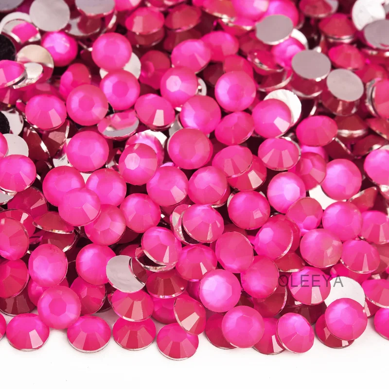 Oleeya Jelly Resin Neon 3mm 4mm 5mm Flat back Non Hot Fix Resin Rhinestones Glow Under UV Light For Tumbler Decoration