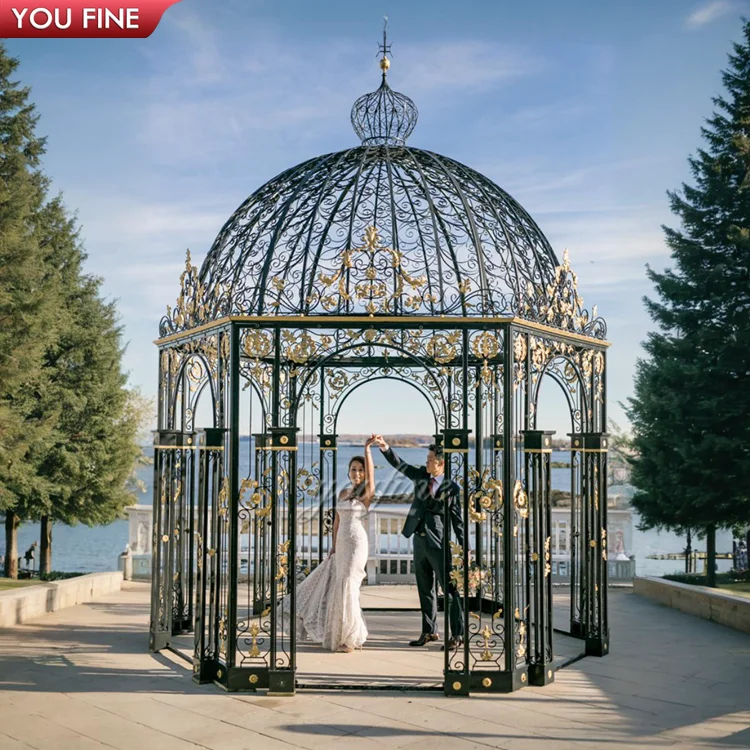Outdoor Event Used Round Metal Decorated Wrought  Iron Gazebo