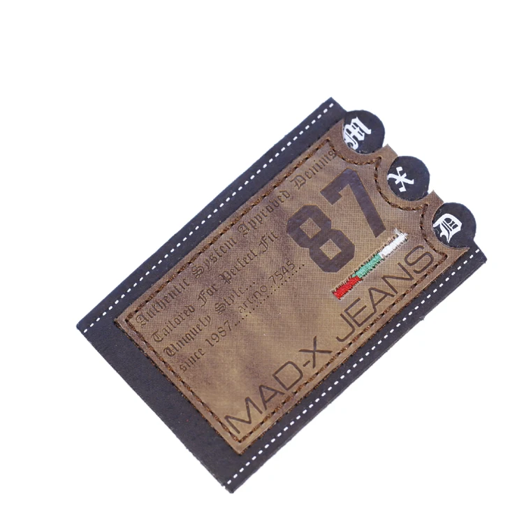 custom jeans hat leather patch logo repair faux patch self-adhesive laser engraving leather logo patches for clothing