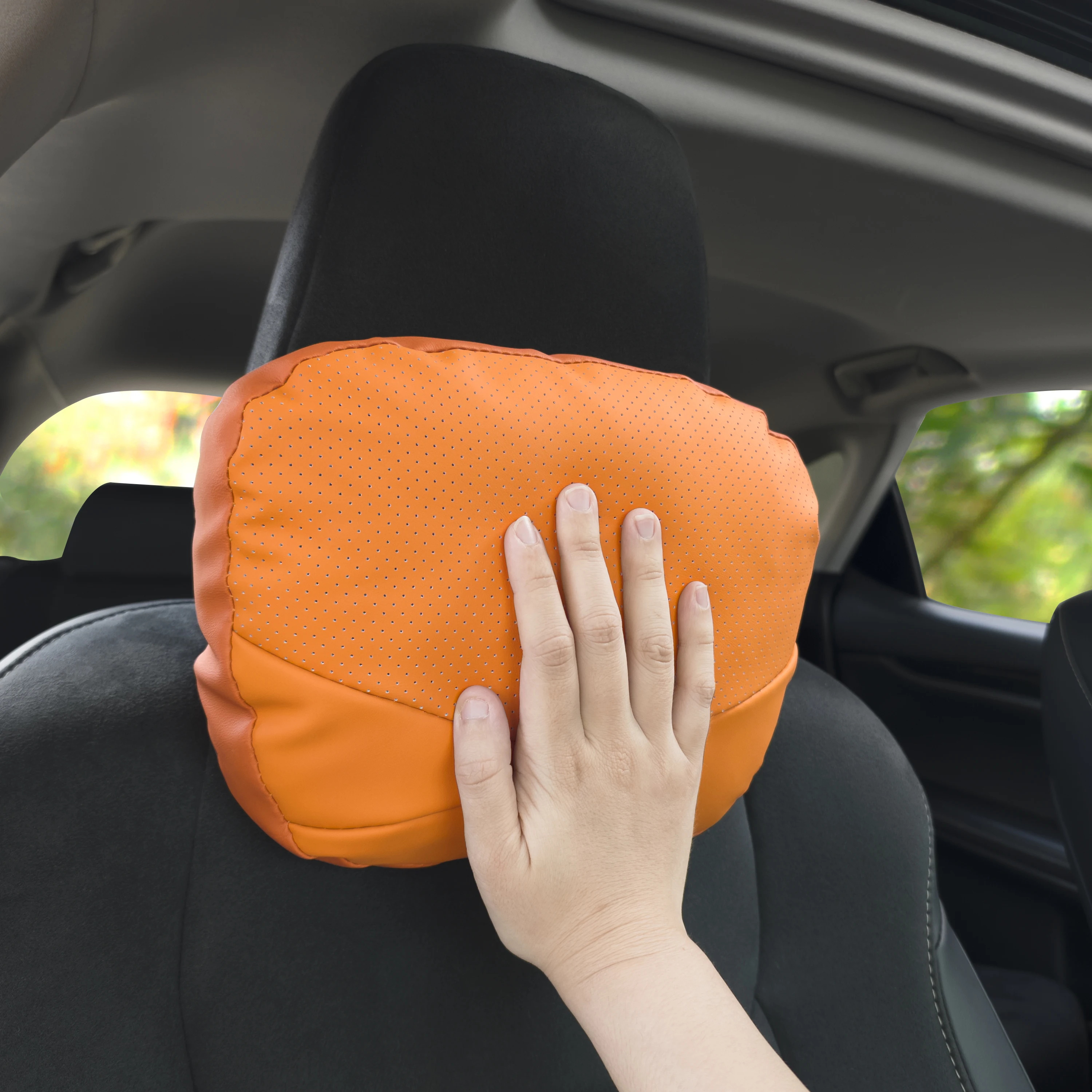 PVC Leather Car Car Headrest And Lumbar Support Soft Cotton Waist Pillow Cooling Ventilation Neck Headrest Back Massage Pillows