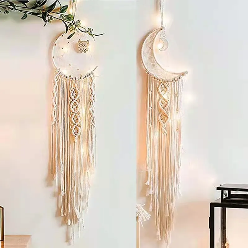 Cross-border cotton thread Five-pointed star moon lamp tapestry hand-woven wall decoration room decoration home furnishings