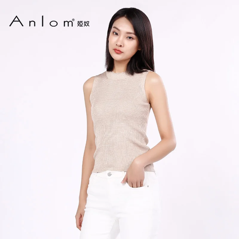 Unique Design ladies round neck summer comfortable solid color vest merino sweater pure silk fabric