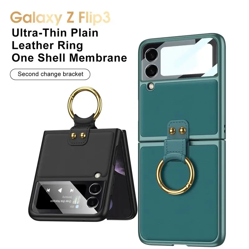 New Phone Film Film Protective Cover Ultra Thin Pc with Ring Buckle Phone Case Cover For Samsung Galaxy Z Flip 3 Z Fold3