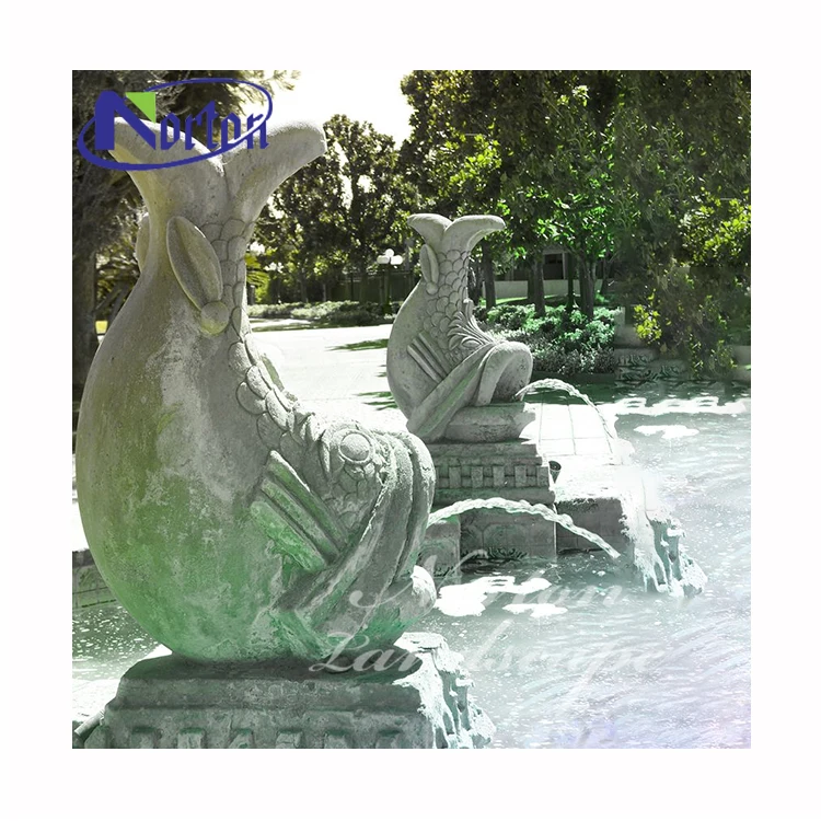 Garden Decor Carving Animals Stones Sculpture Granite Stone Marble Stone Koi Fish Statue Water Fountain