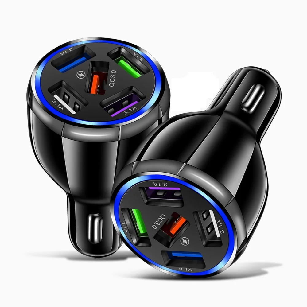 2021 new hot-selling high-quality 48W/15A universal USB car charger smart adapter charging 5 in 1 USB QC 3.0 fast car charger