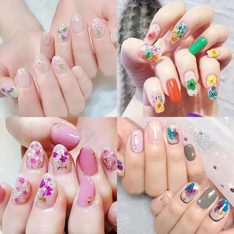 
Wholesale 12 designs 3D natural dried flowers nail art decoration Gypsophila preserved UV gel DIY manicure designs 