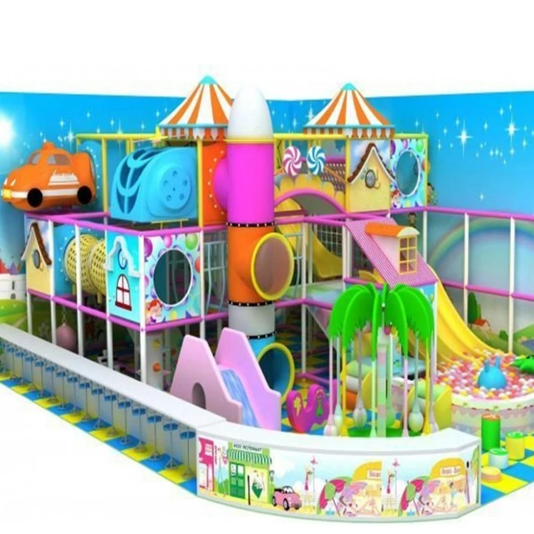 Candy theme kids amusement equipment game soft indoor play equipment kids large indoor playground with slide amusement park