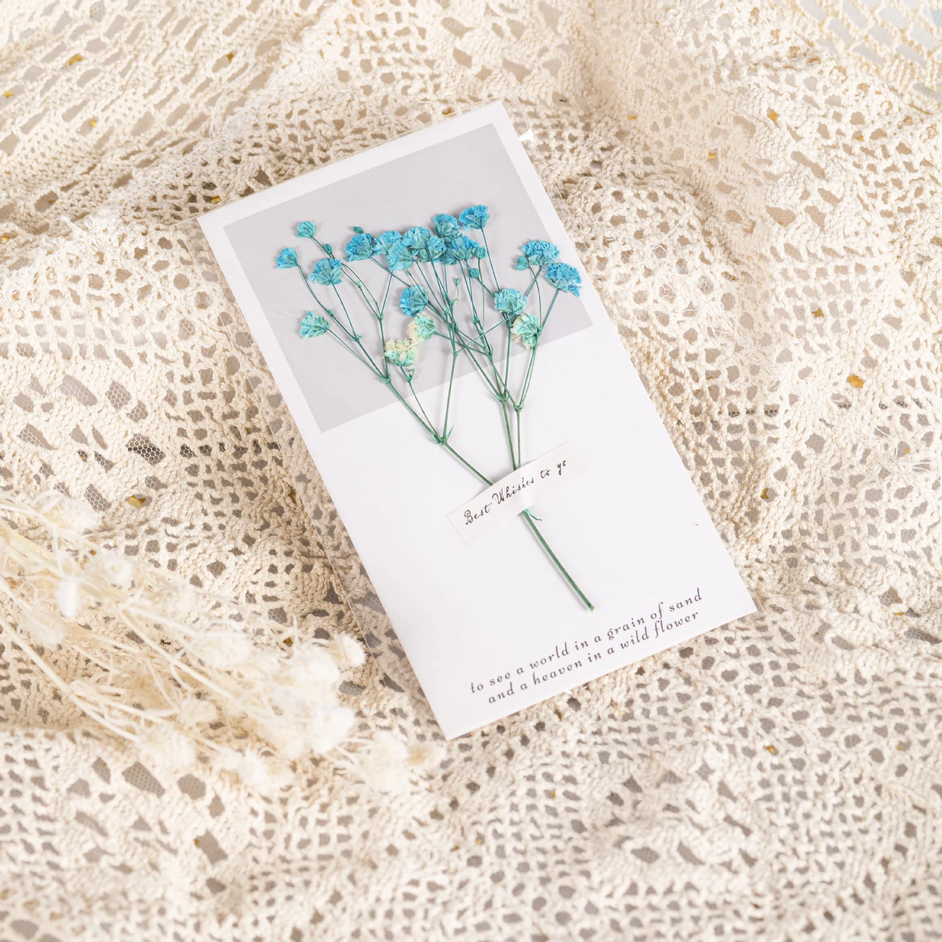 Paper Crafts Dried Flowers Greeting Cards Mini Greeting Cards Customer Greeting Card With Dried Flower
