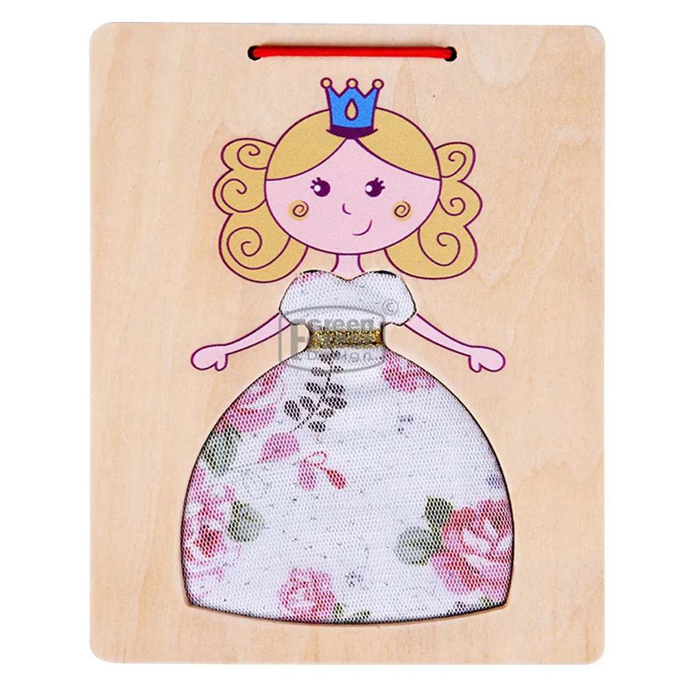 
Educational Toy Matching Board Wooden China 3 In 1 For Kids Box Montessori fabric clothes wood dress up toy 