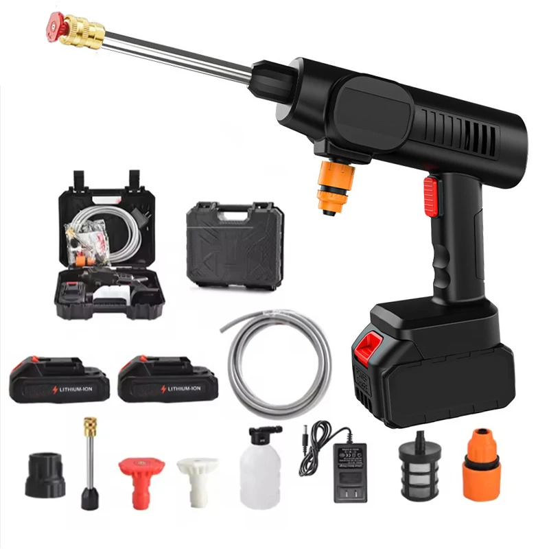 Automatic Car Wash Guns Machine Professional Car Washer Rechargeable Durable Battery Cordless Pressure Washer 2Battery
