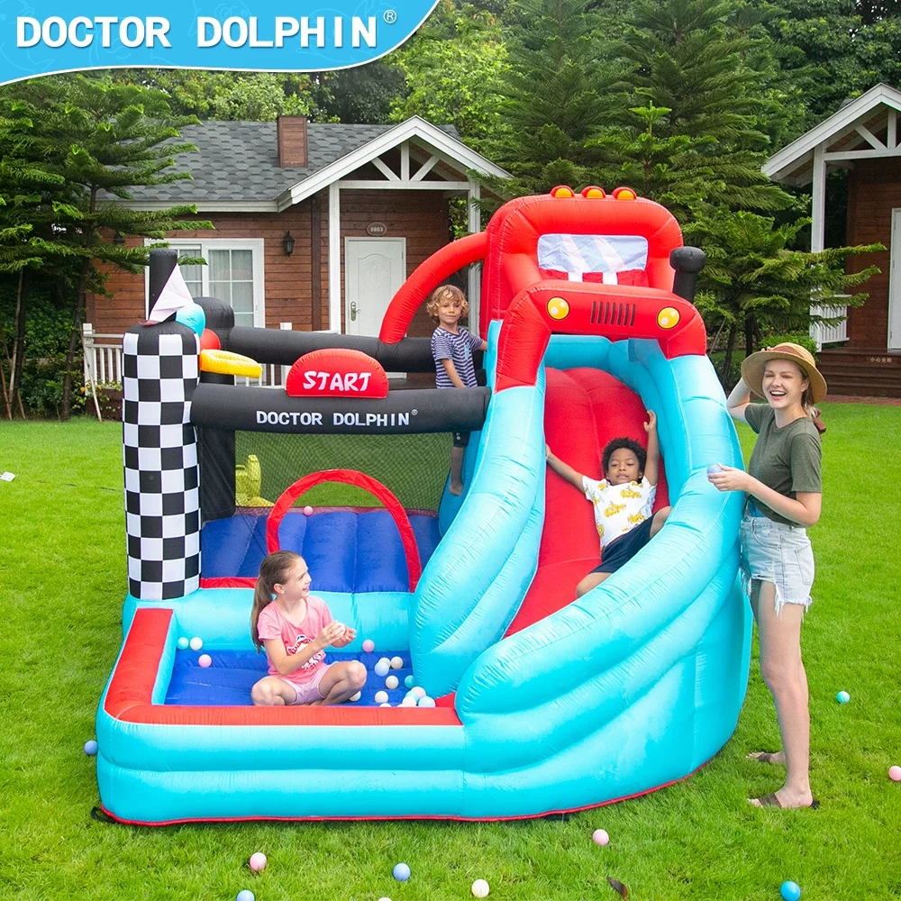 Doctor Dolphin Kids Play Indoor or Outdoor Car Bouncer Castle Inflatable With Slide Pool Bounce House Inflatable Bouncy Castle