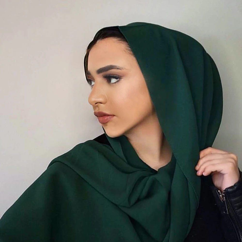 Оптовая продажа, толстый шифоновый хиджаб, мусульманский хиджаб, Женская шаль, простой шарф