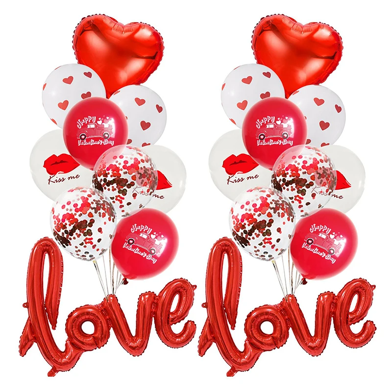 Latex Confetti Balloon Foil Love Valentines Day Balloon Set Valentines Party Supplies Home Decor