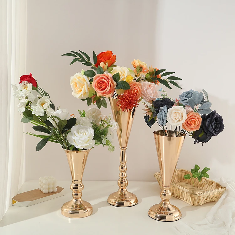 Gold/tall Candle Holders Display Metal Flower Arrangement Vase Stand For Wedding Table Centerpieces