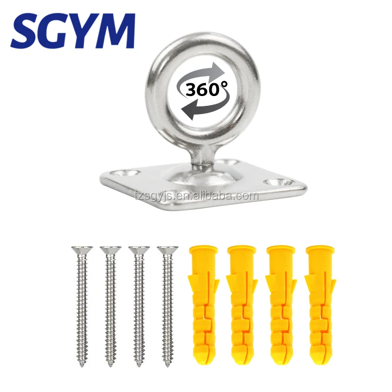 Square Heavy-Duty Ceiling Wall Mount Ring Rotating Swivel Stainless Steel Boat Rigging Pad Eye Hanging Hook